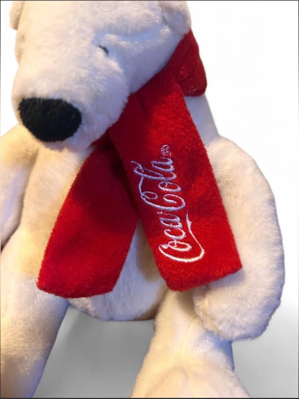 Vintage Coca- Cola plush Polar Bear W/ red scarf- collectible